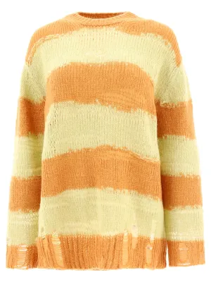 Acne Studios Striped Distressed Knit Jumper