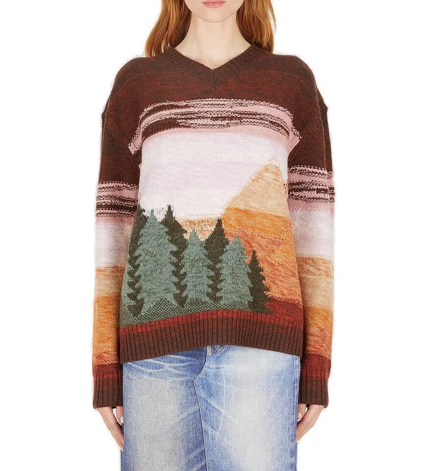 Acne Studios V-Neck Intarsia Sweater