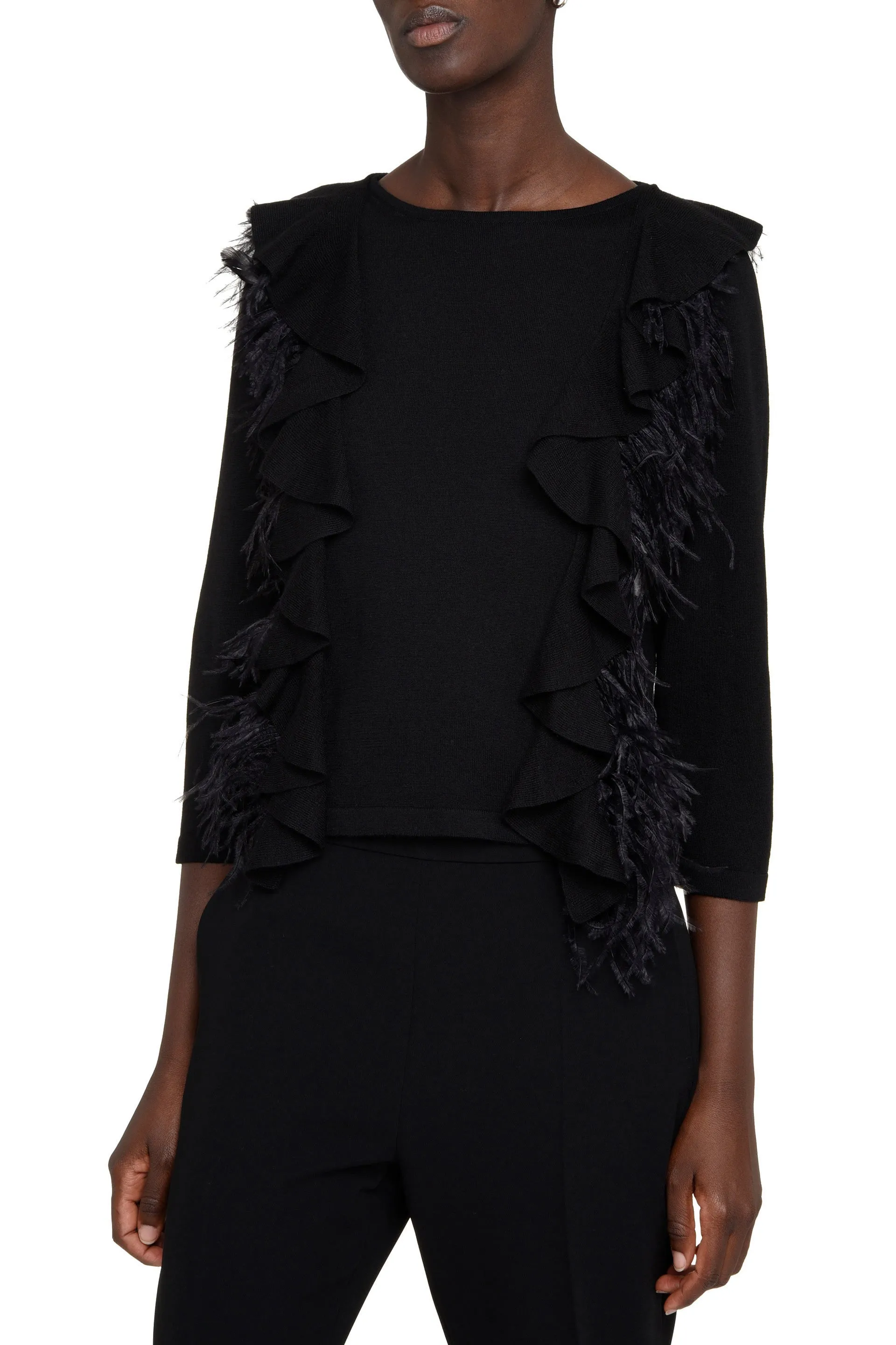 Alberta Ferretti Feather Embellished Knit Jumper