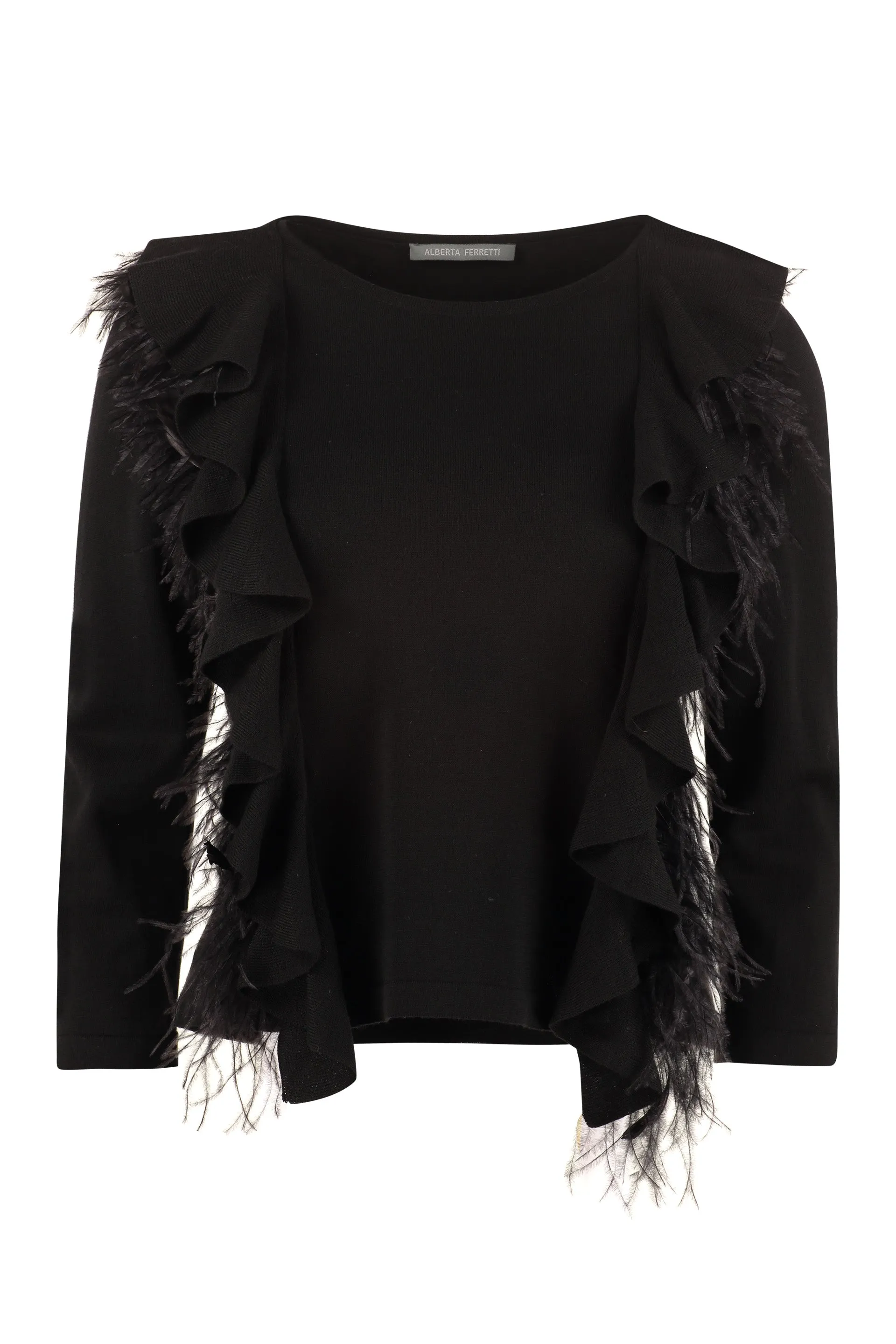 Alberta Ferretti Feather Embellished Knit Jumper