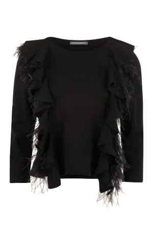 Alberta Ferretti Feather Embellished Knit Jumper