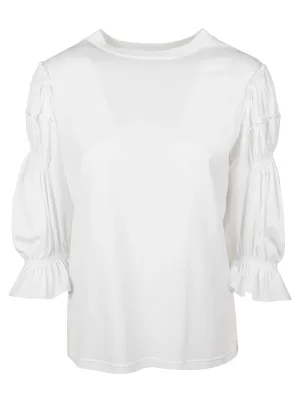 Alberta Ferretti Frilled Sleeve Crewneck Sweater