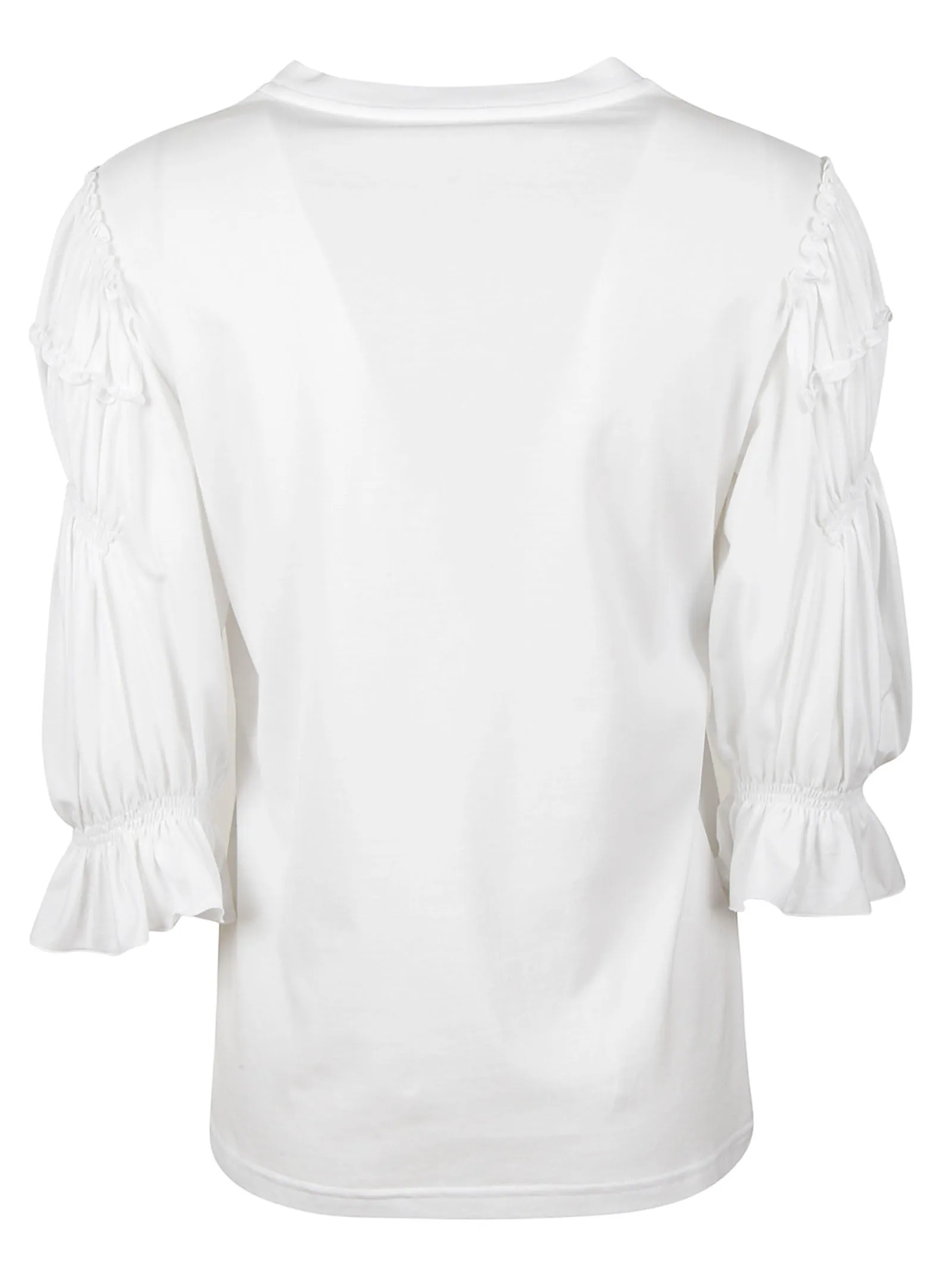 Alberta Ferretti Frilled Sleeve Crewneck Sweater