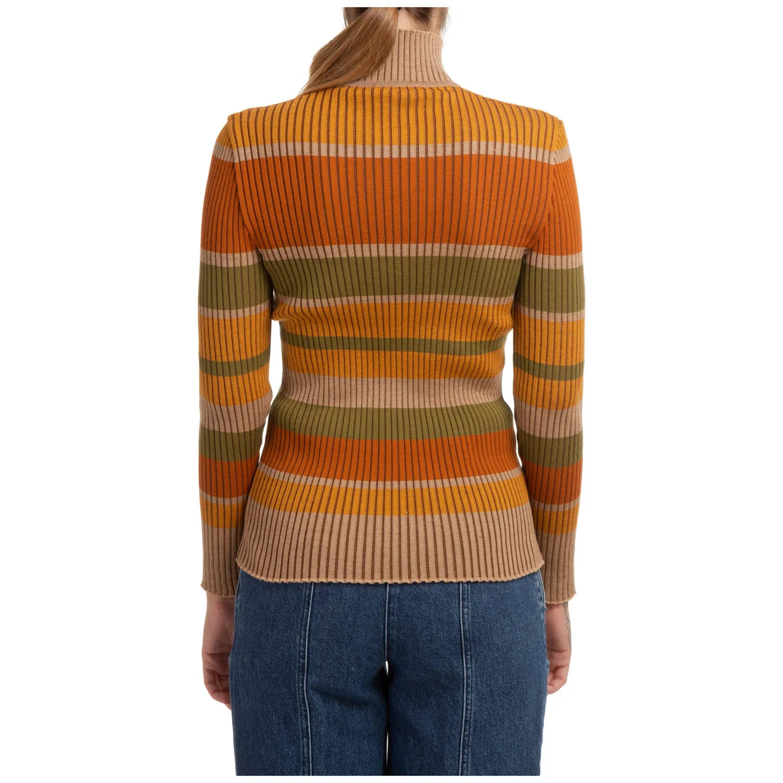 Alberta Ferretti Turtle-Neck Striped Sweater