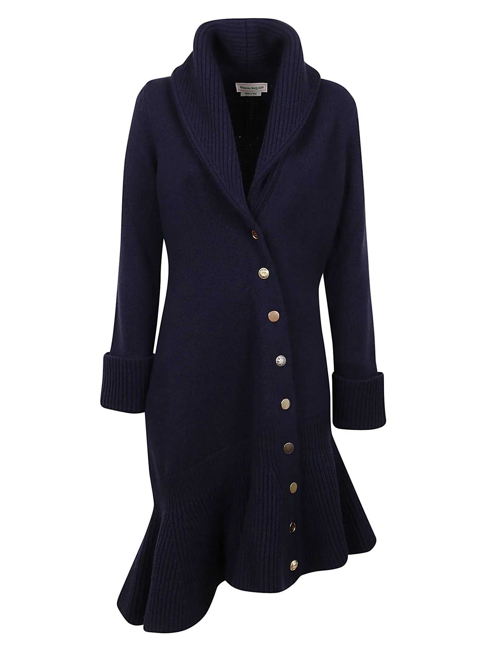 Alexander McQueen Asymmetric Cardigan Knit Dress