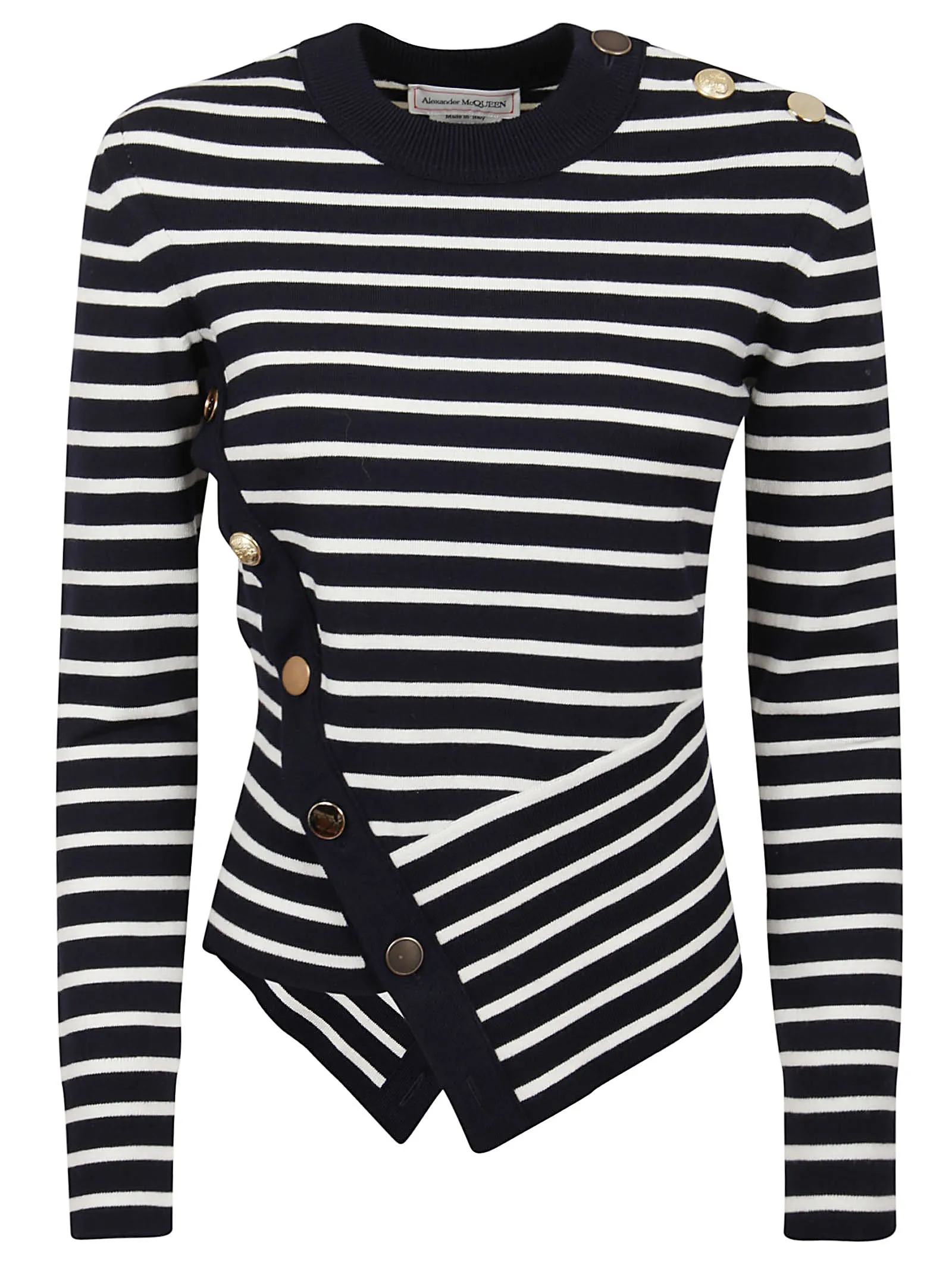 Alexander McQueen Button Stripe Knit Jumper