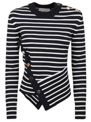 Alexander McQueen Button Stripe Knit Jumper