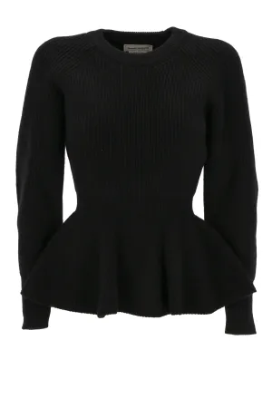 Alexander McQueen Peplum Long Sleeved Sweater