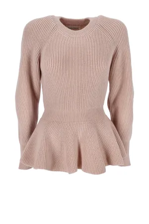 Alexander McQueen Peplum Long Sleeved Sweater