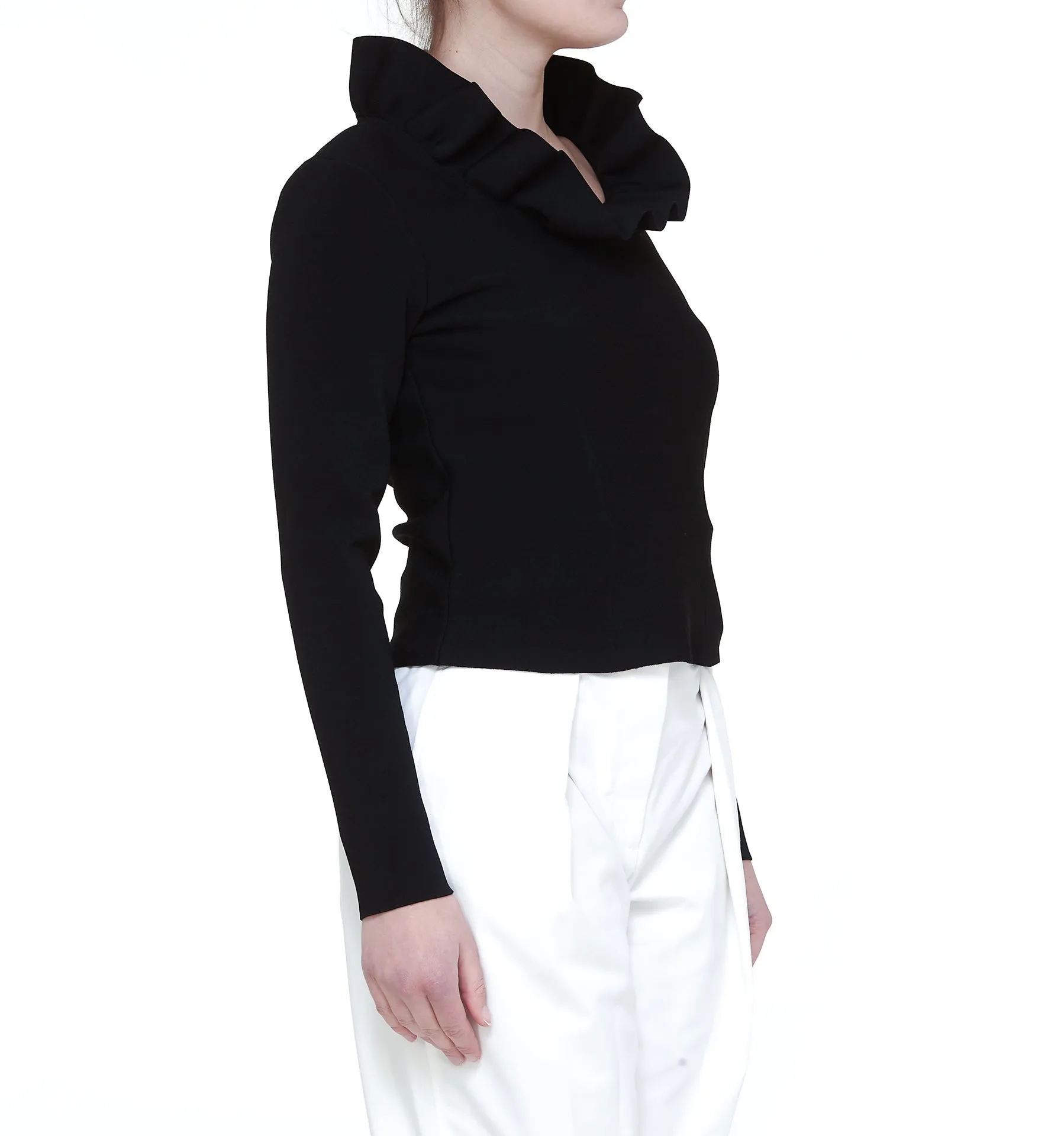 Alexander McQueen Ruffled Crewneck Knit Jumper