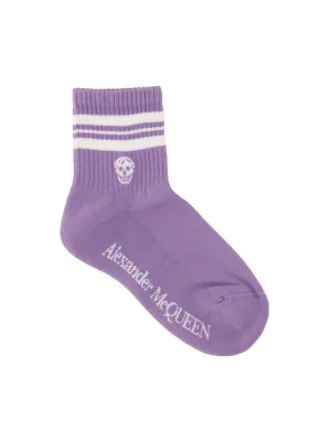 Alexander McQueen Striped Logo Intarsia-Knit Socks