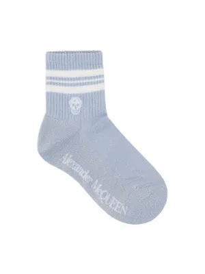Alexander McQueen Striped Logo Intarsia-Knit Socks