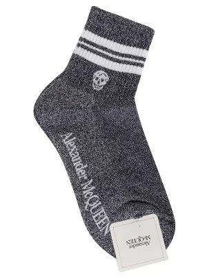 Alexander McQueen Striped Logo Intarsia-Knit Socks