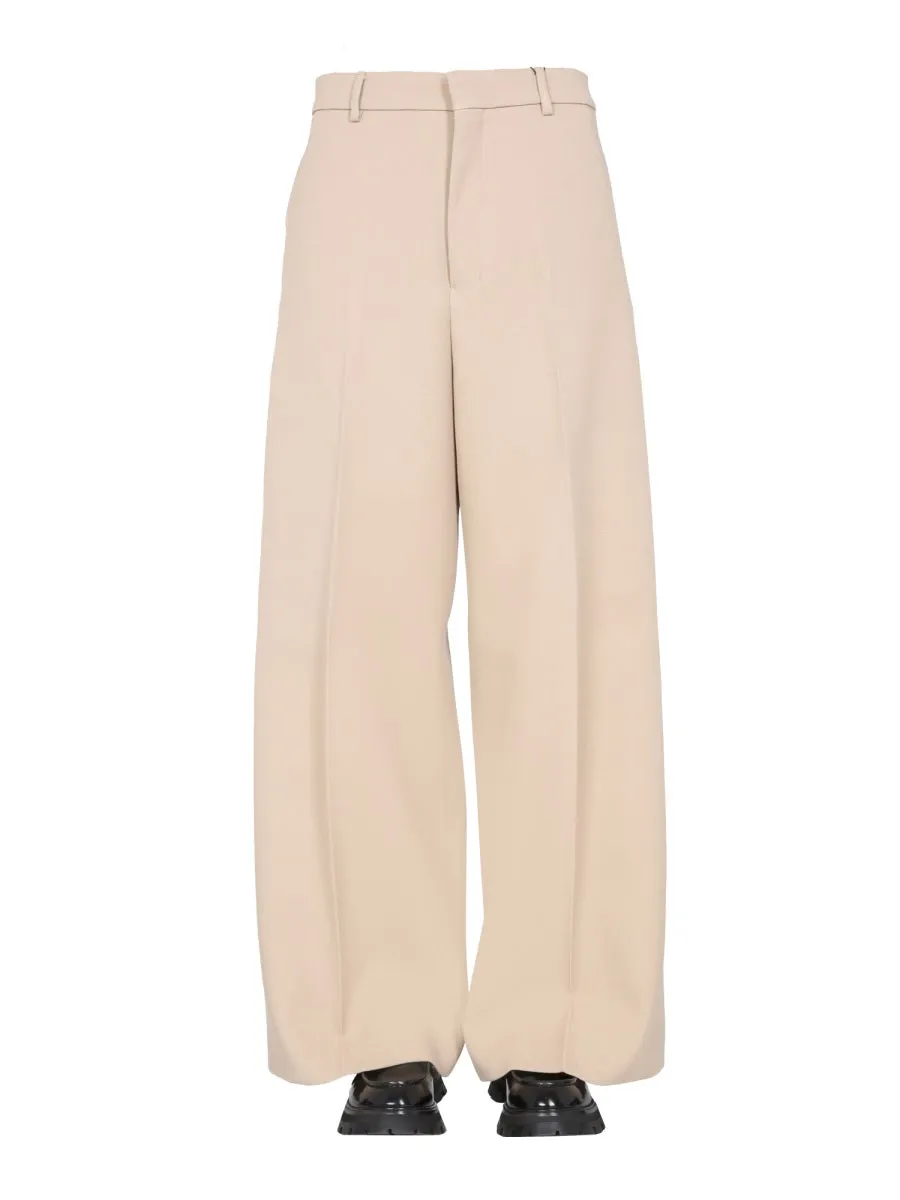 AMI Belted Wide-Leg Pants