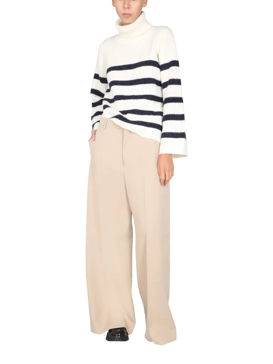 AMI Belted Wide-Leg Pants