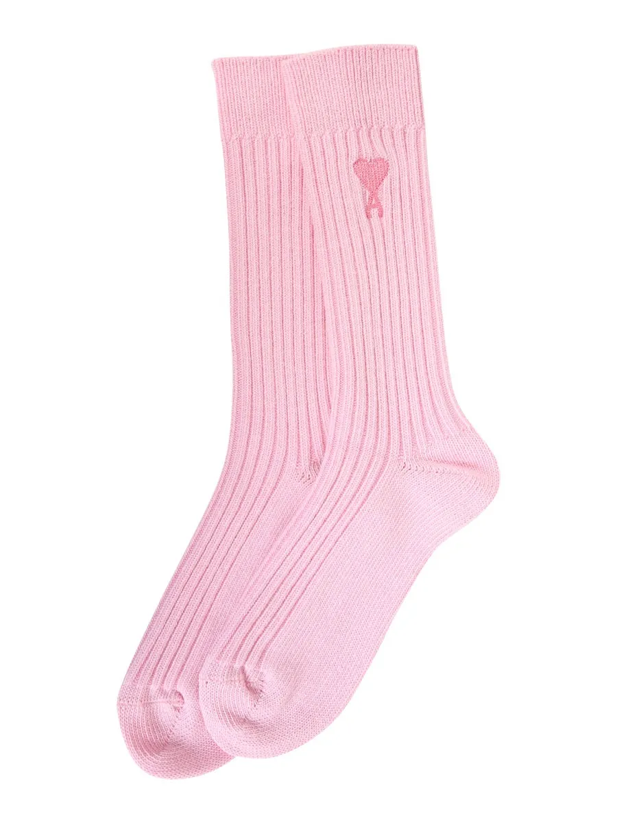 AMI Embroidered Logo Ribbed Socks