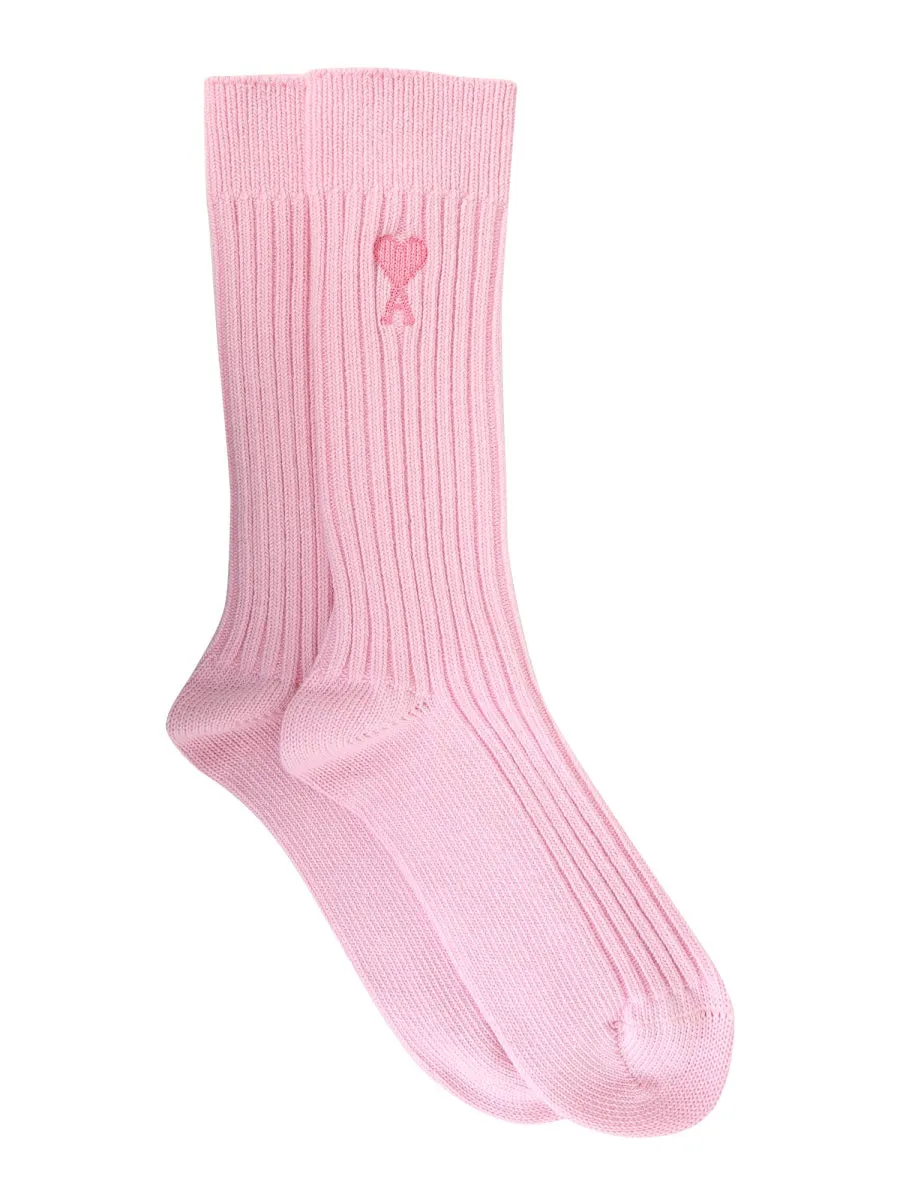 AMI Embroidered Logo Ribbed Socks