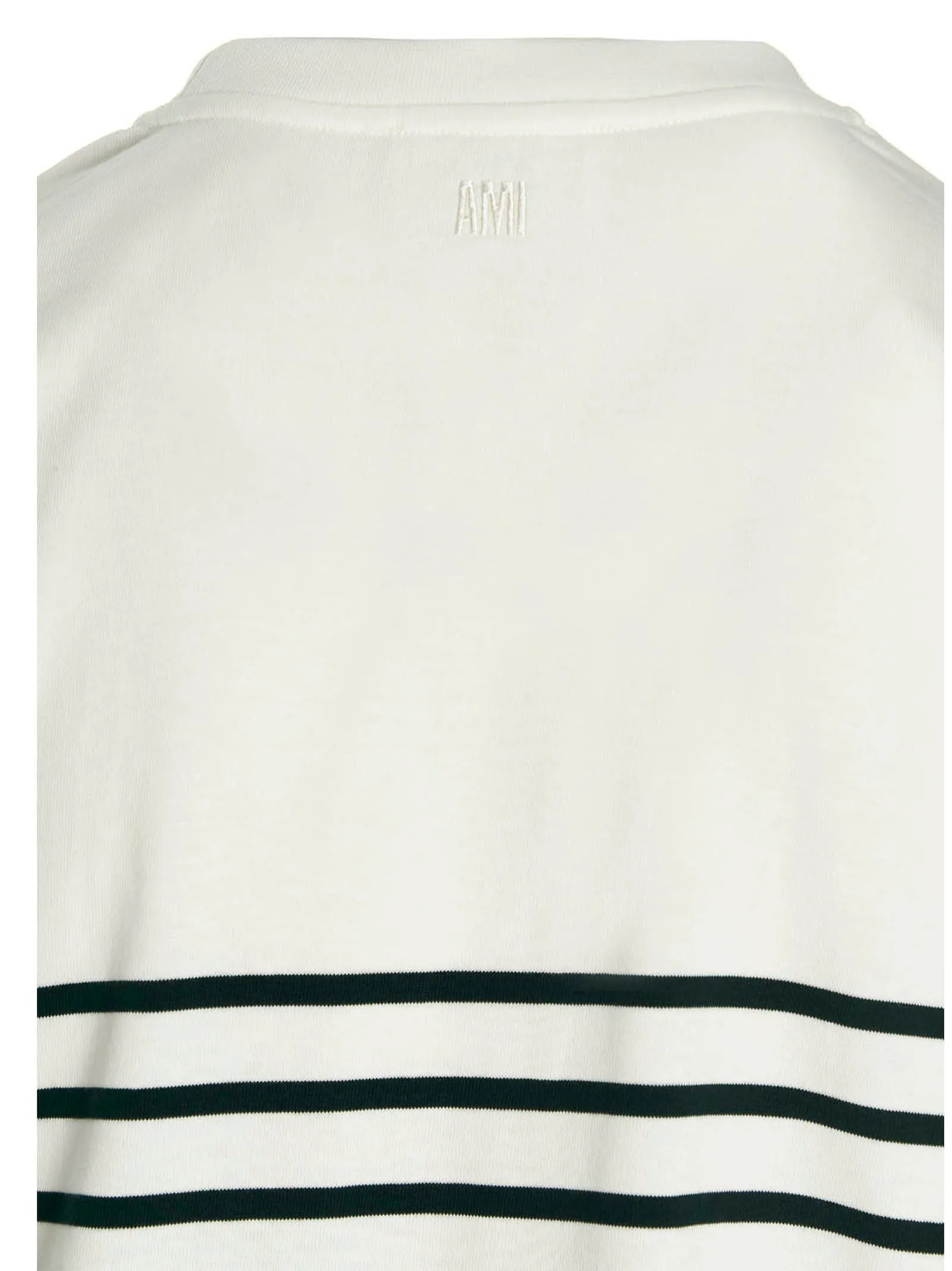 AMI Logo Embroidered Striped Knitted Sweater