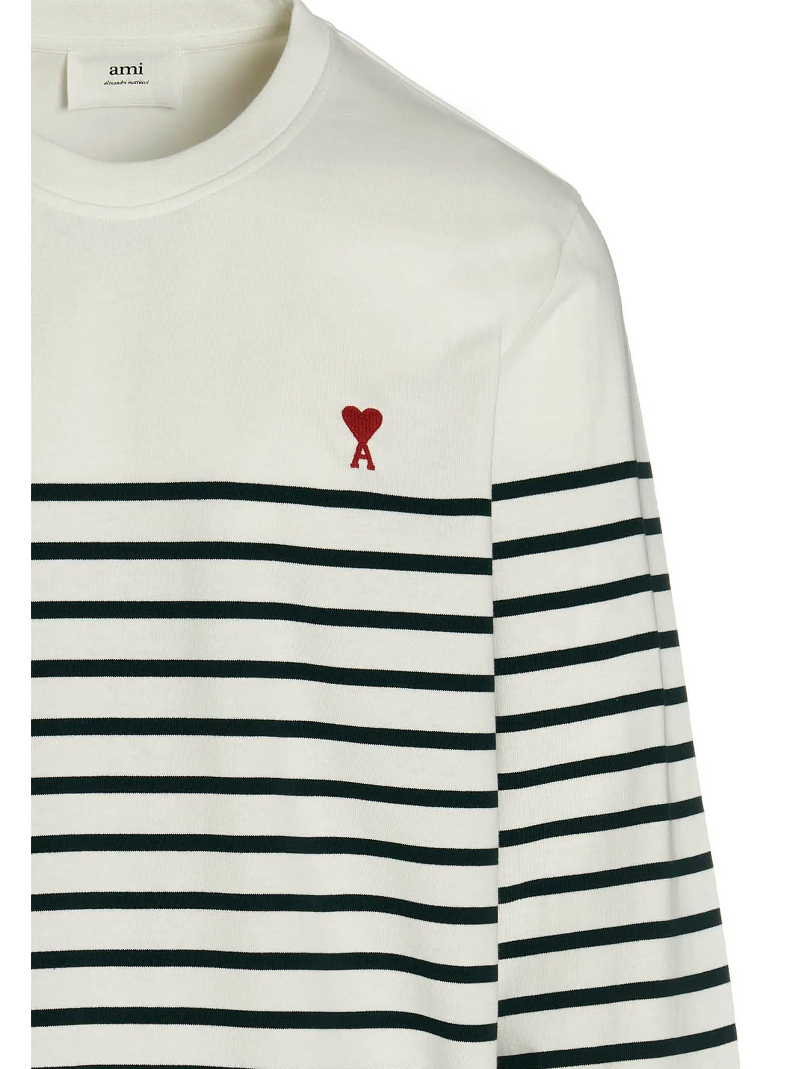AMI Logo Embroidered Striped Knitted Sweater