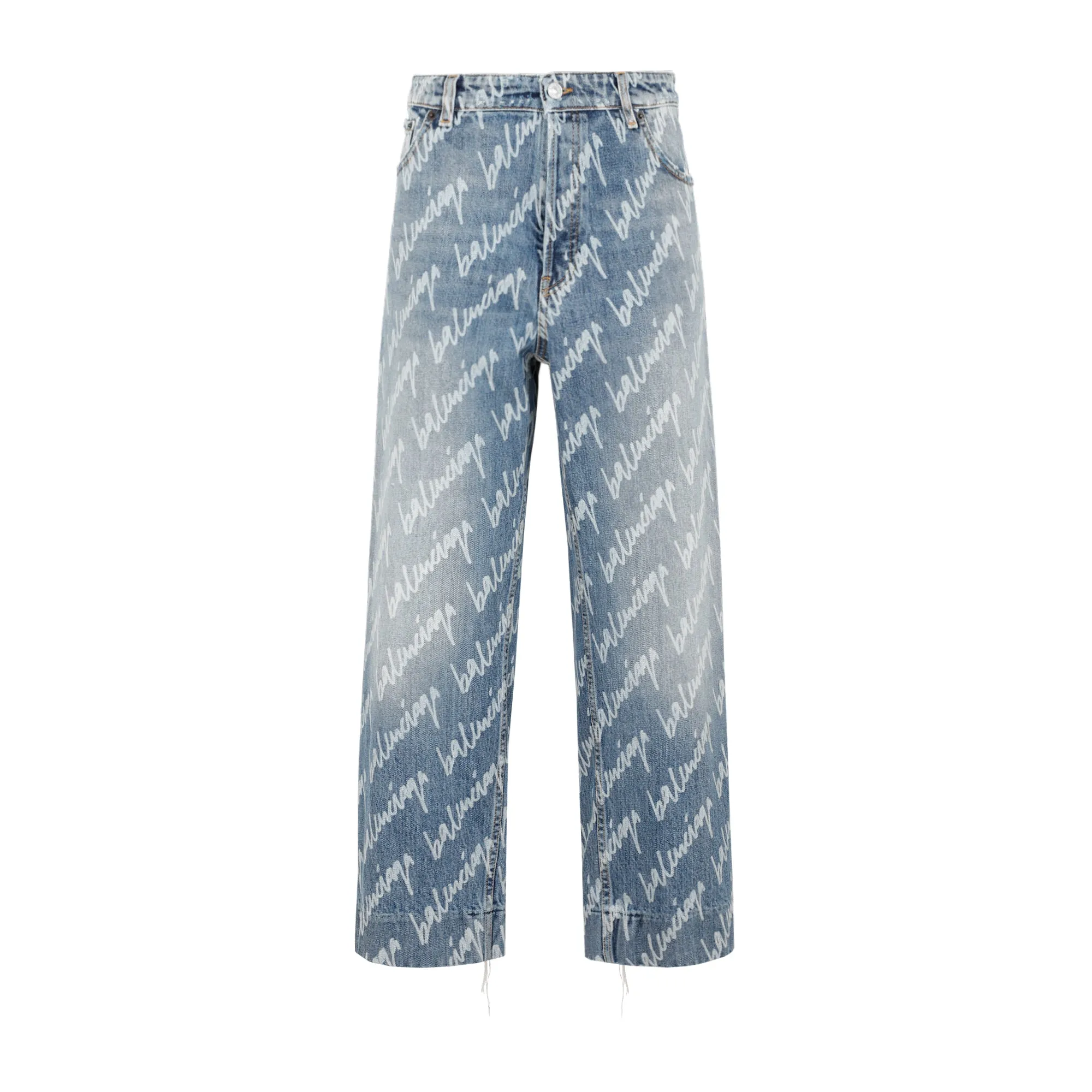 Balenciaga Allover Logo Cropped Trousers