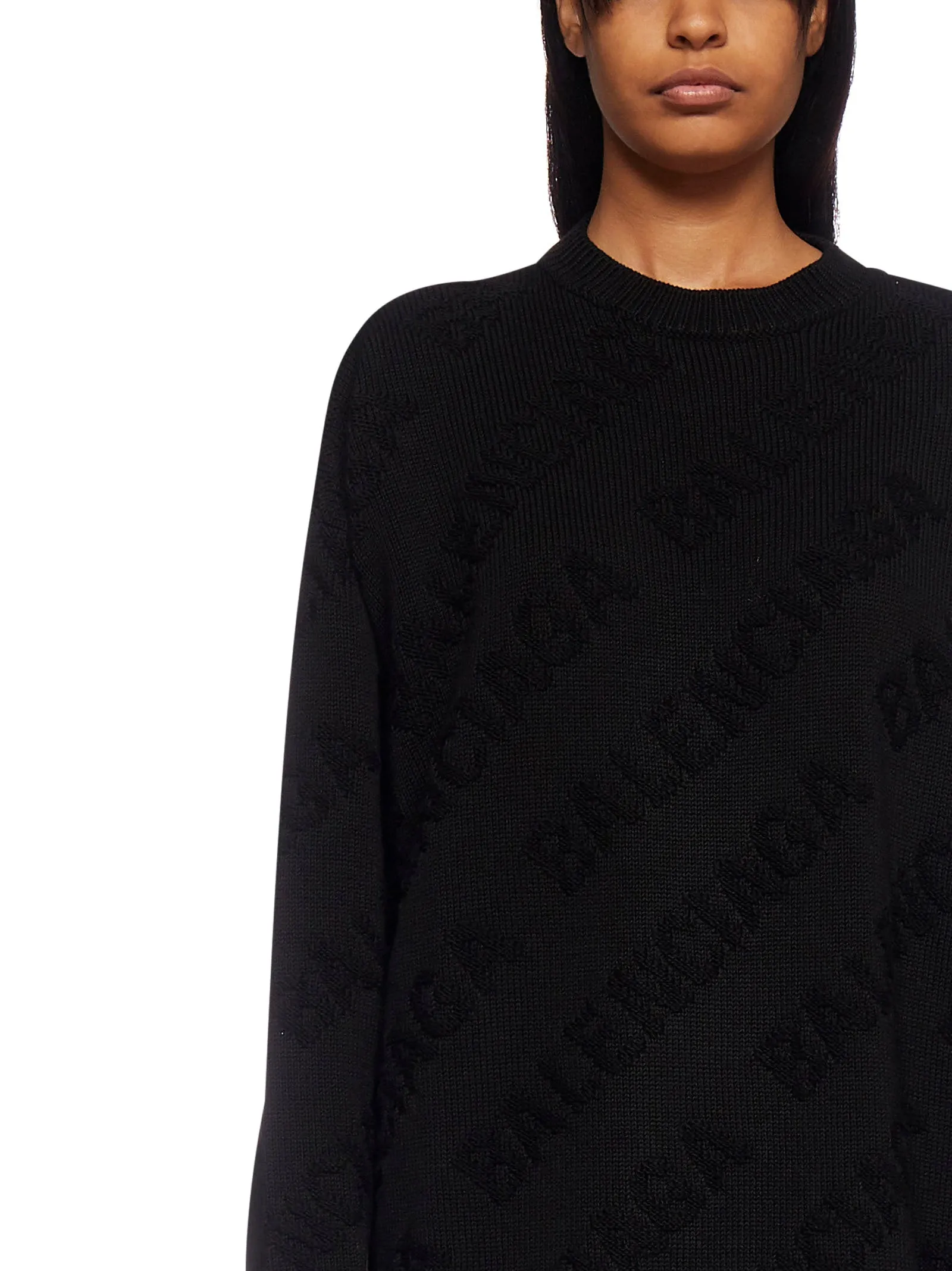 Balenciaga Allover Logo Intarsia Knitted Sweater