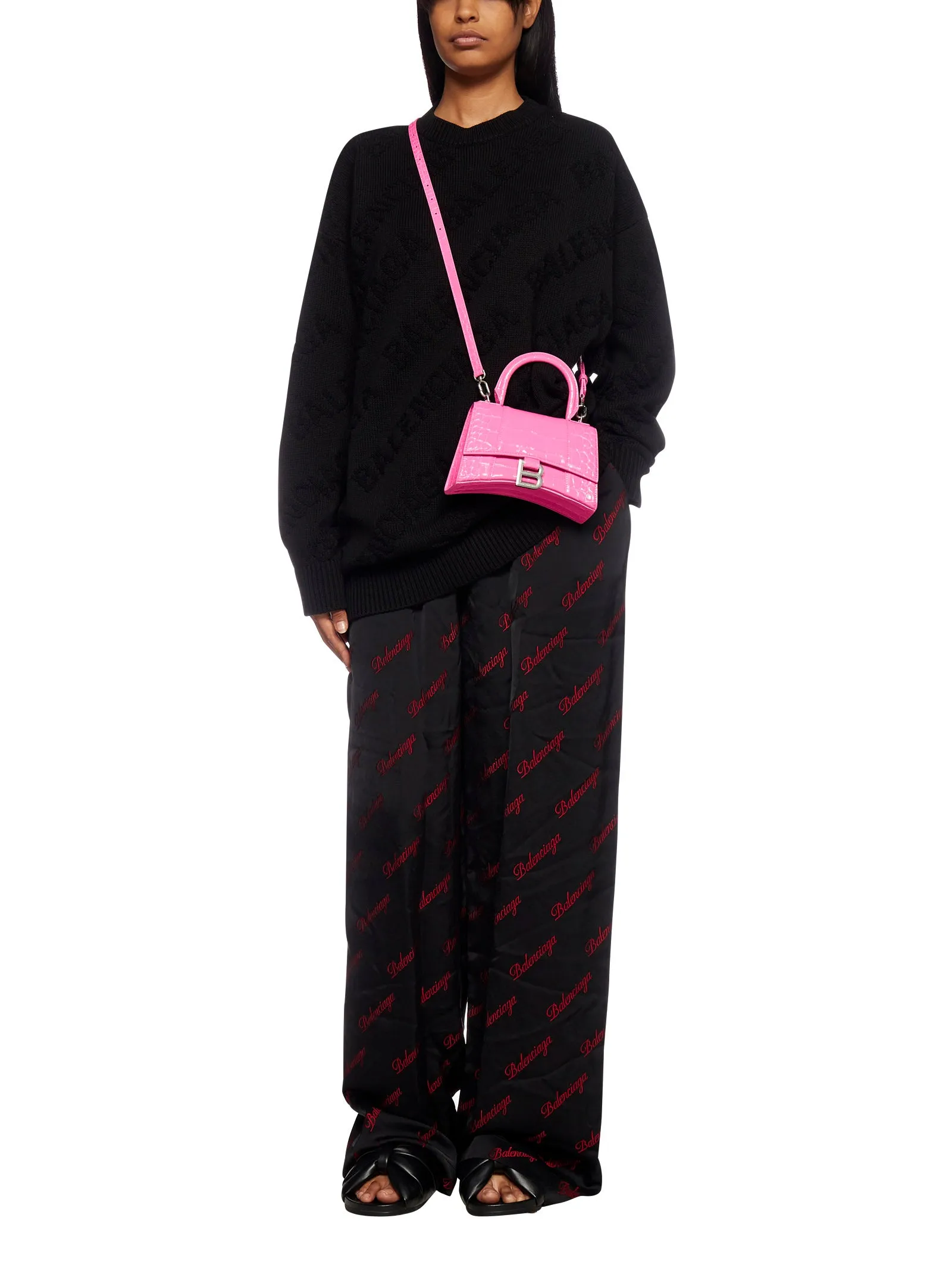 Balenciaga Allover Logo Intarsia Knitted Sweater