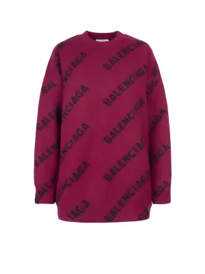 Balenciaga Allover Logo Intarsia Sweater