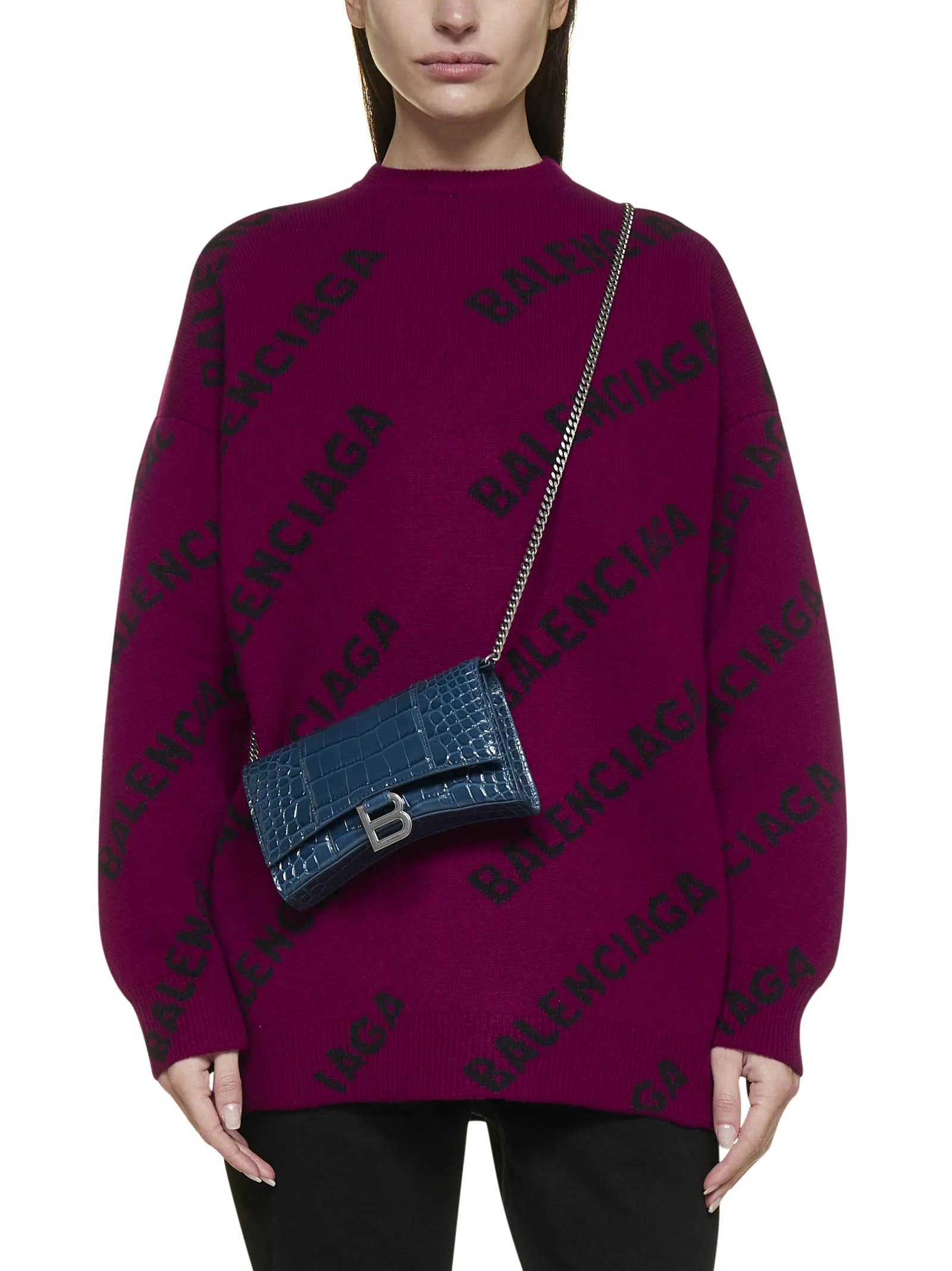 Balenciaga Allover Logo Intarsia Sweater