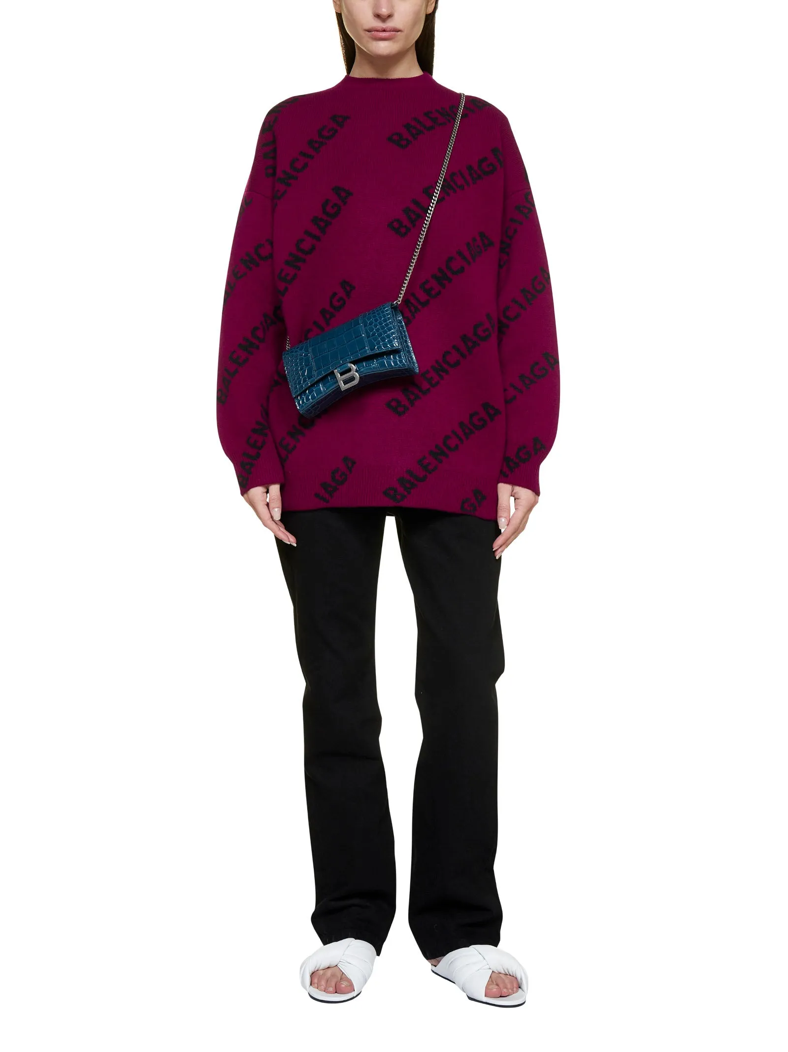 Balenciaga Allover Logo Intarsia Sweater