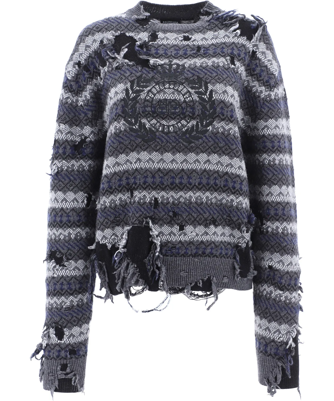 Balenciaga Destroyed Crewneck Knit Jumper