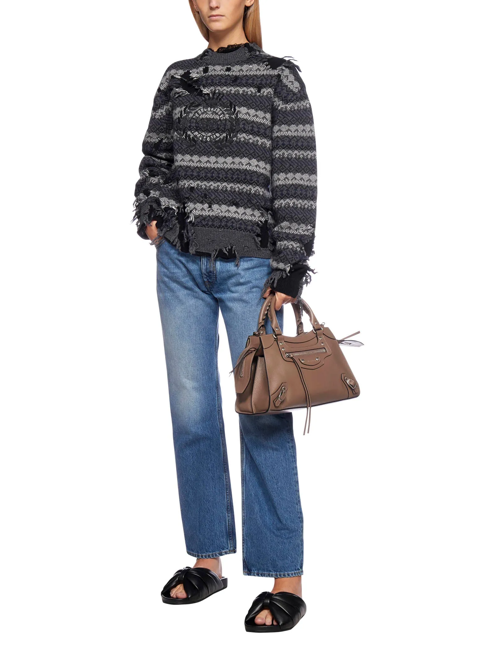 Balenciaga Destroyed Crewneck Knit Jumper