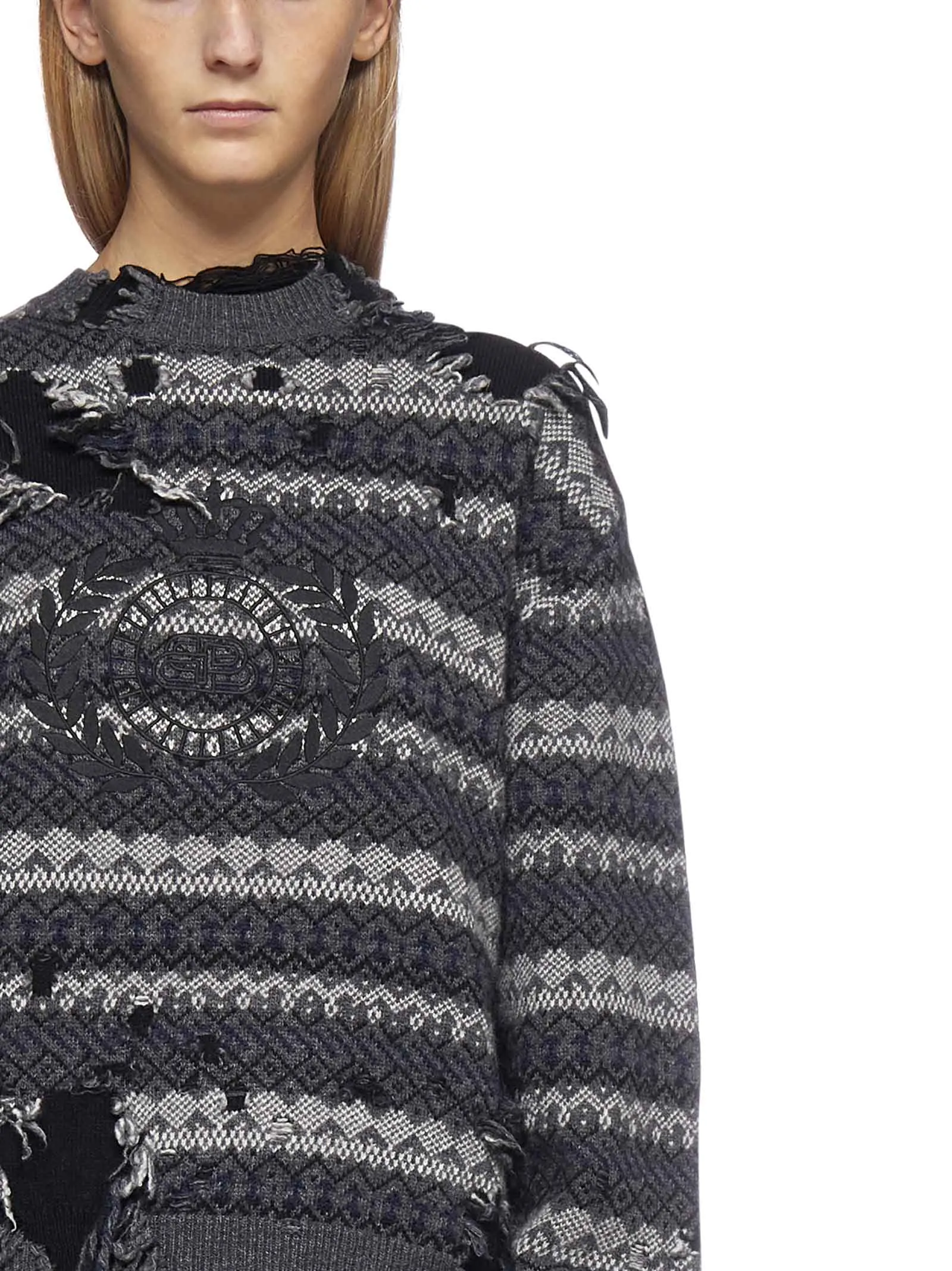 Balenciaga Destroyed Crewneck Knit Jumper