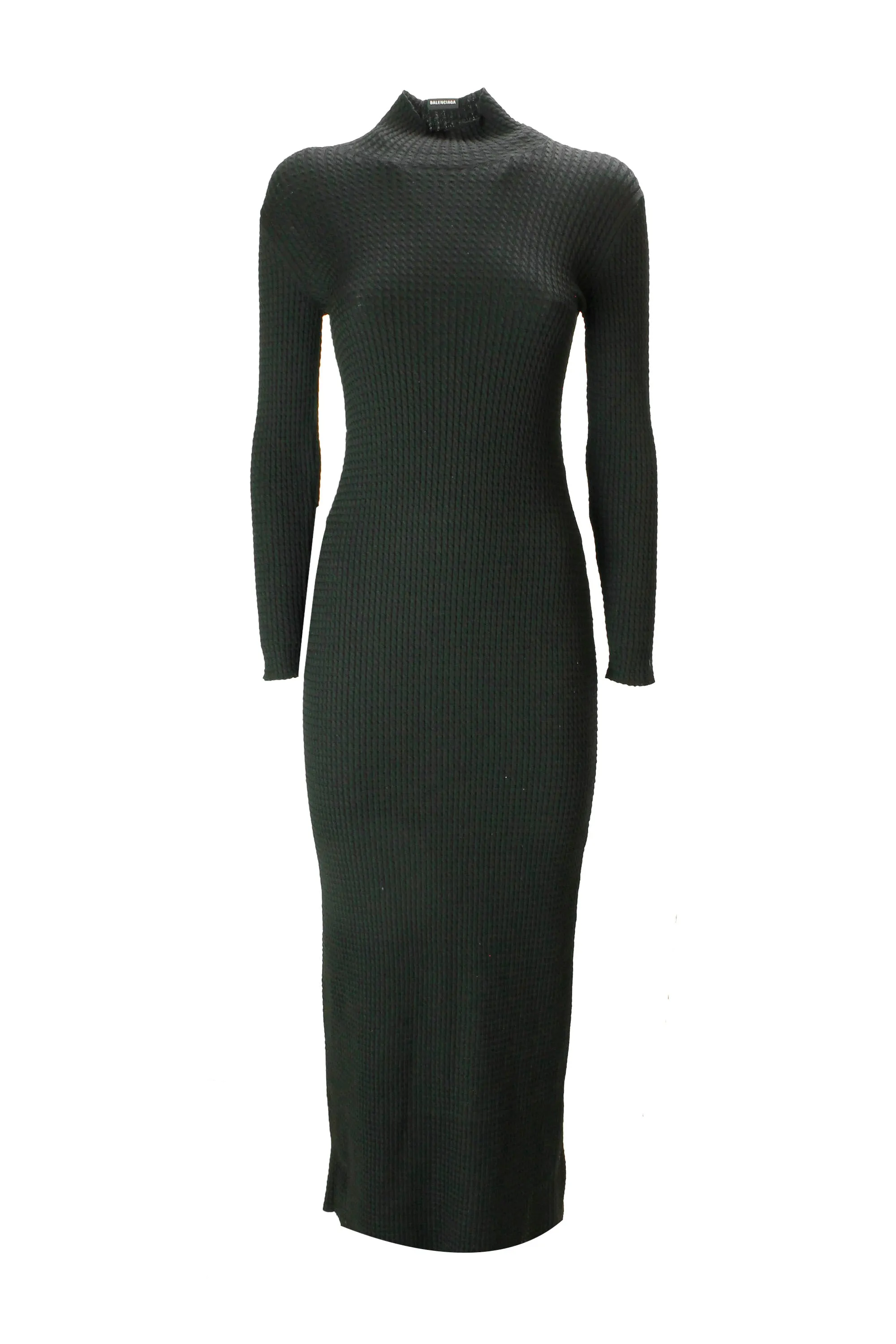 Balenciaga Micro Cable Knit Fitted Dress