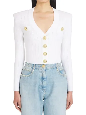 Balmain Buttoned V-Neck Knit Cardigan