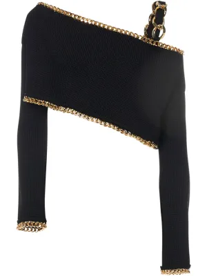 Balmain Chain-Link Cropped Knit Top