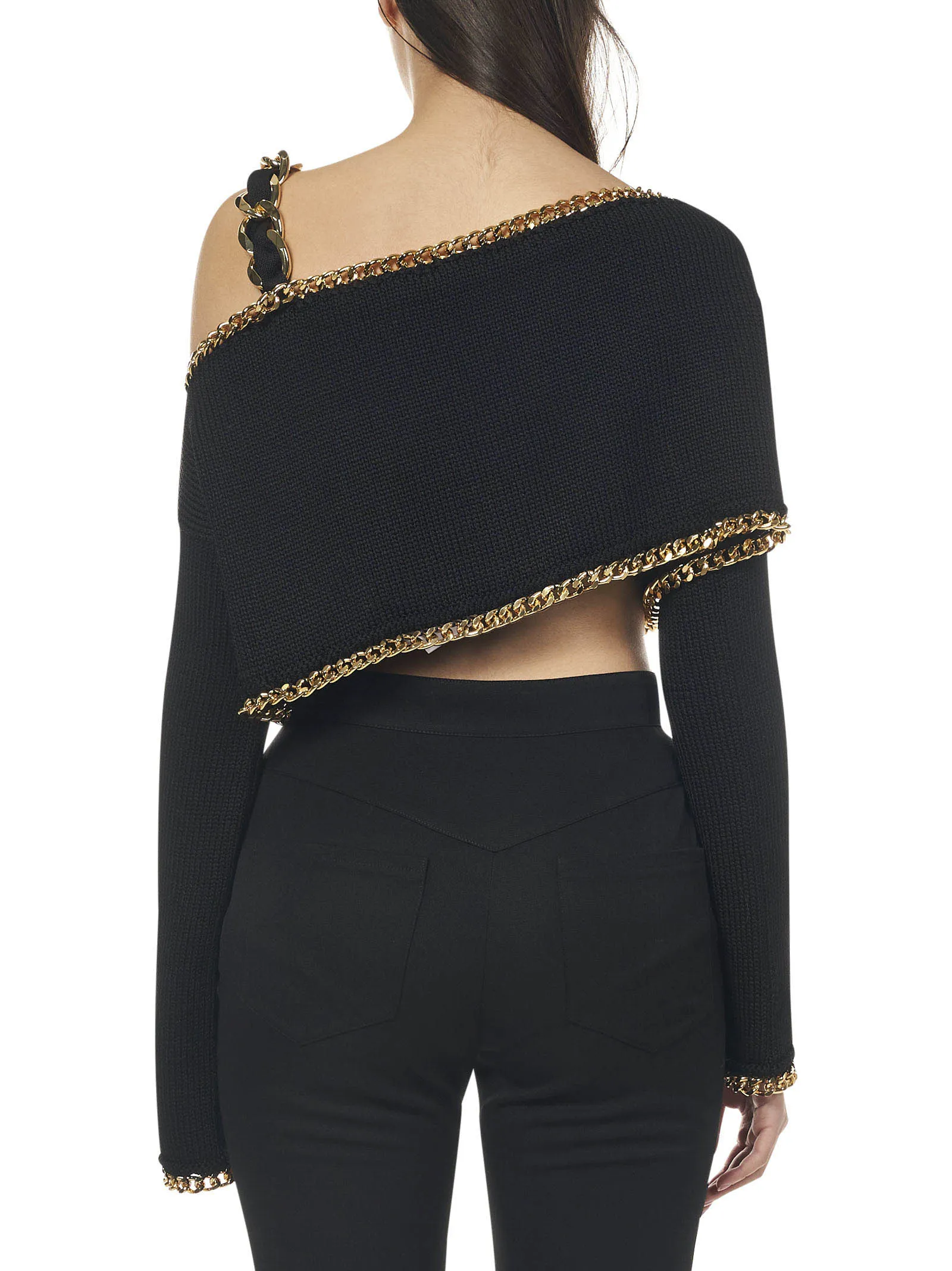 Balmain Chain-Link Cropped Knit Top