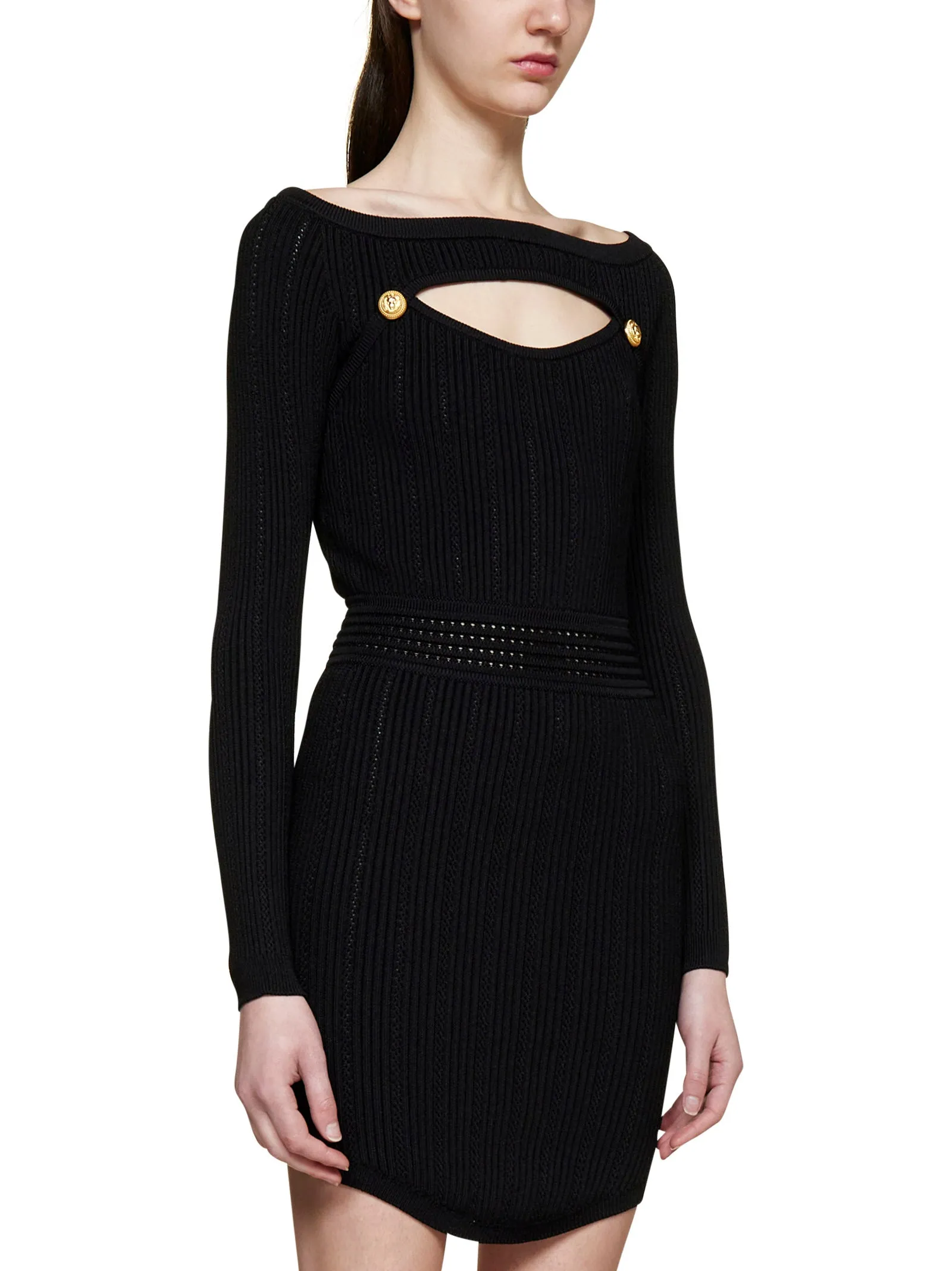 Balmain Cut-Out Knit Mini Dress