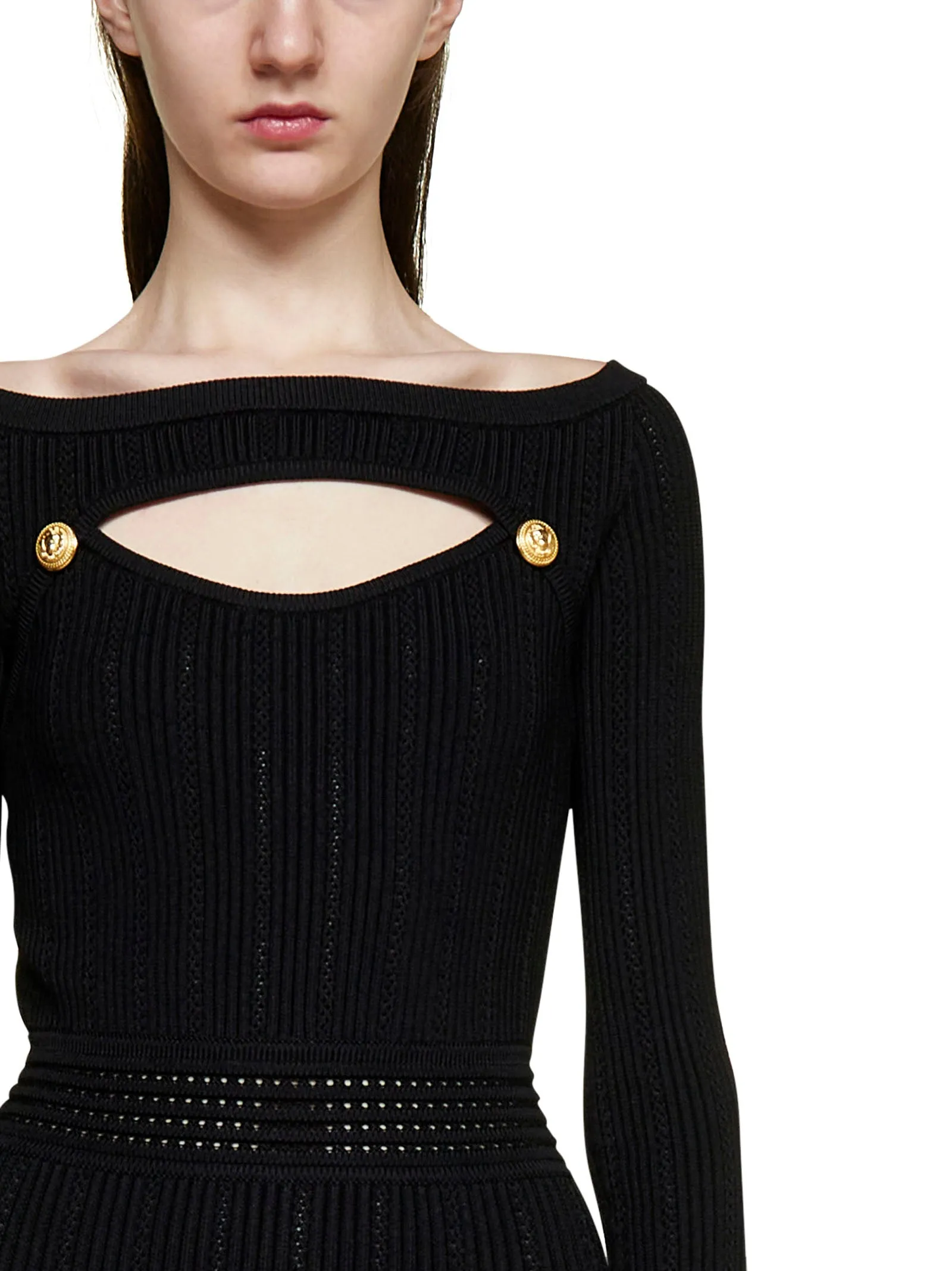 Balmain Cut-Out Knit Mini Dress