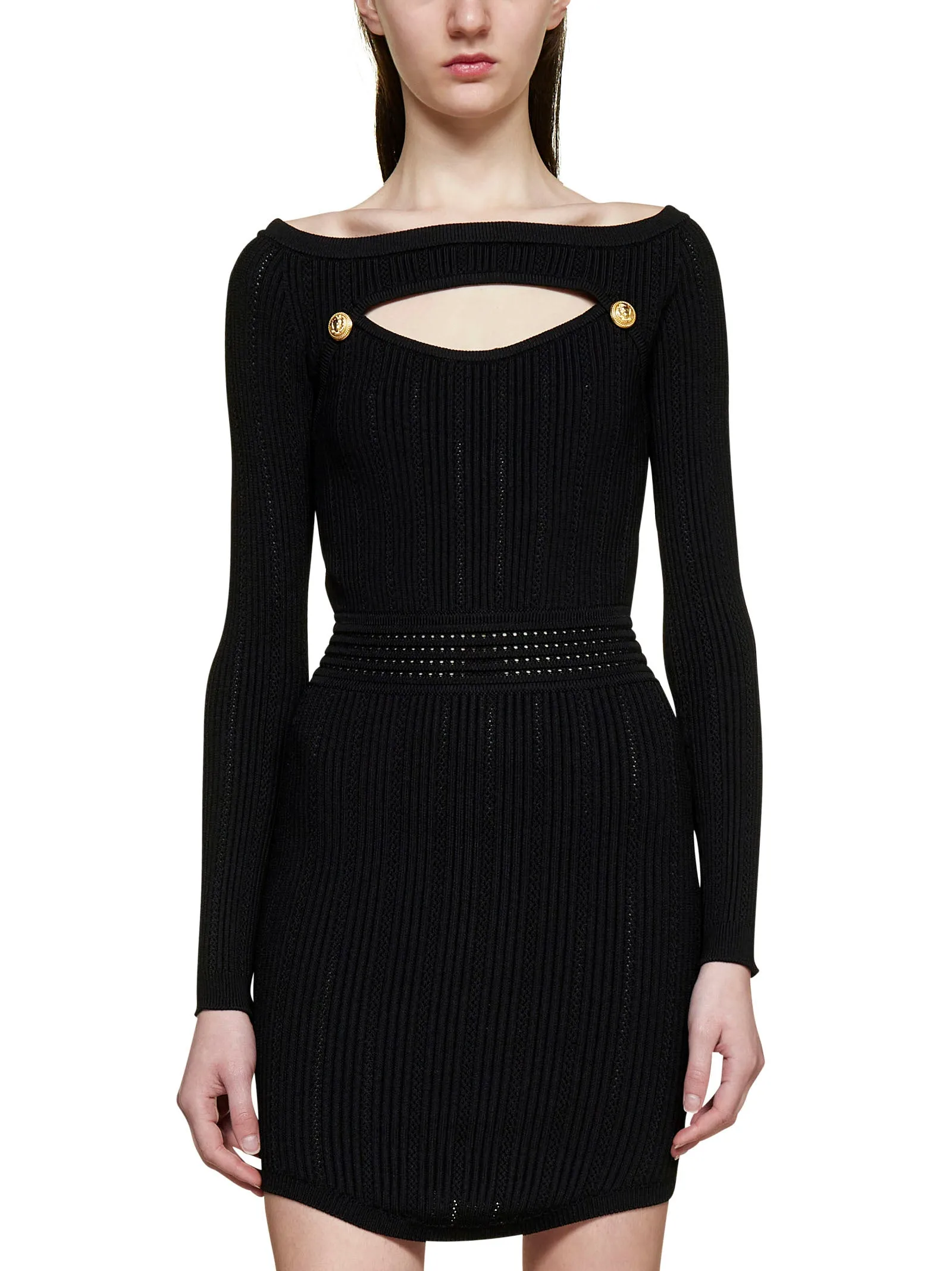 Balmain Cut-Out Knit Mini Dress