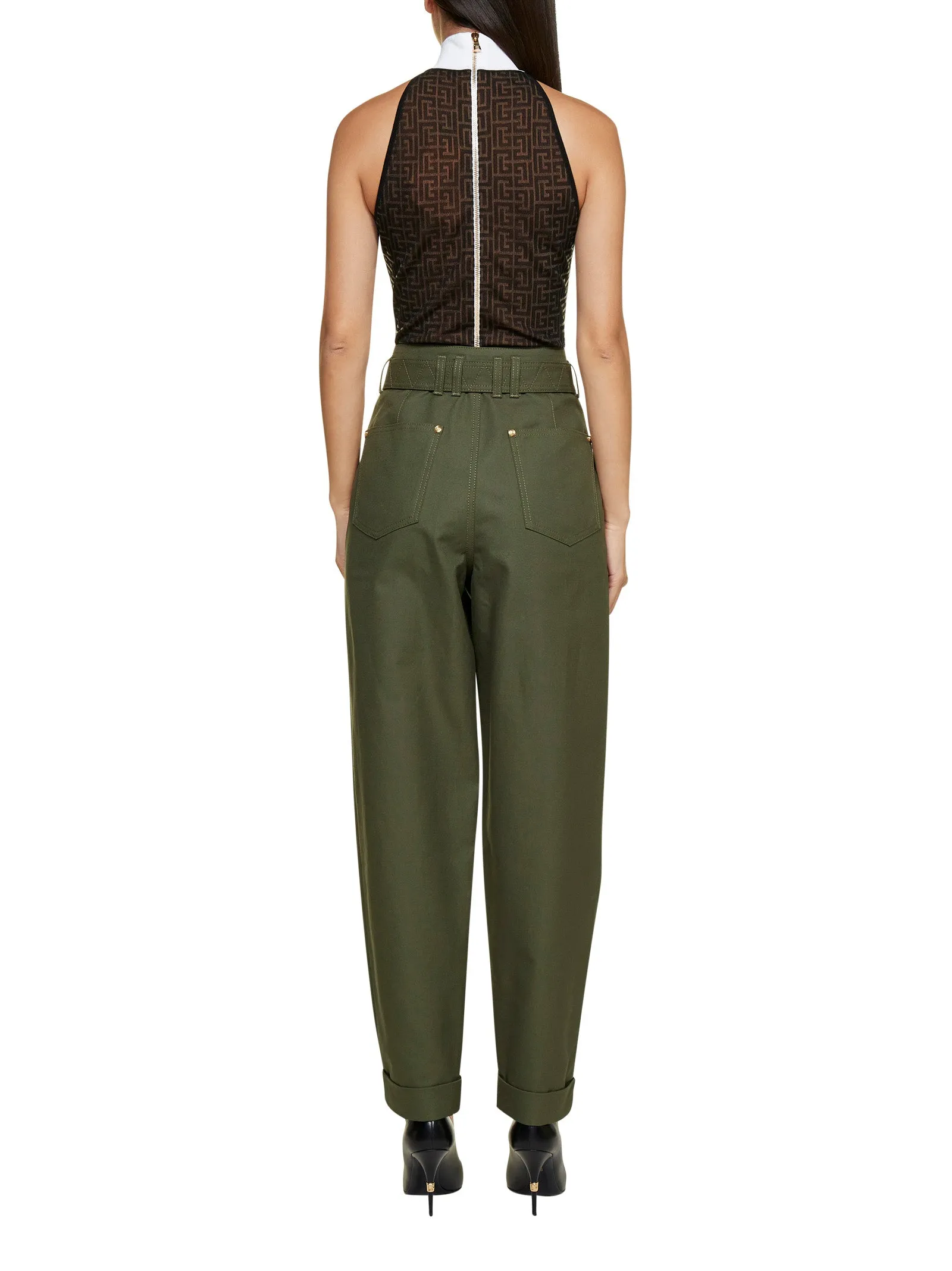Balmain Logo Buckle Tapered Pants