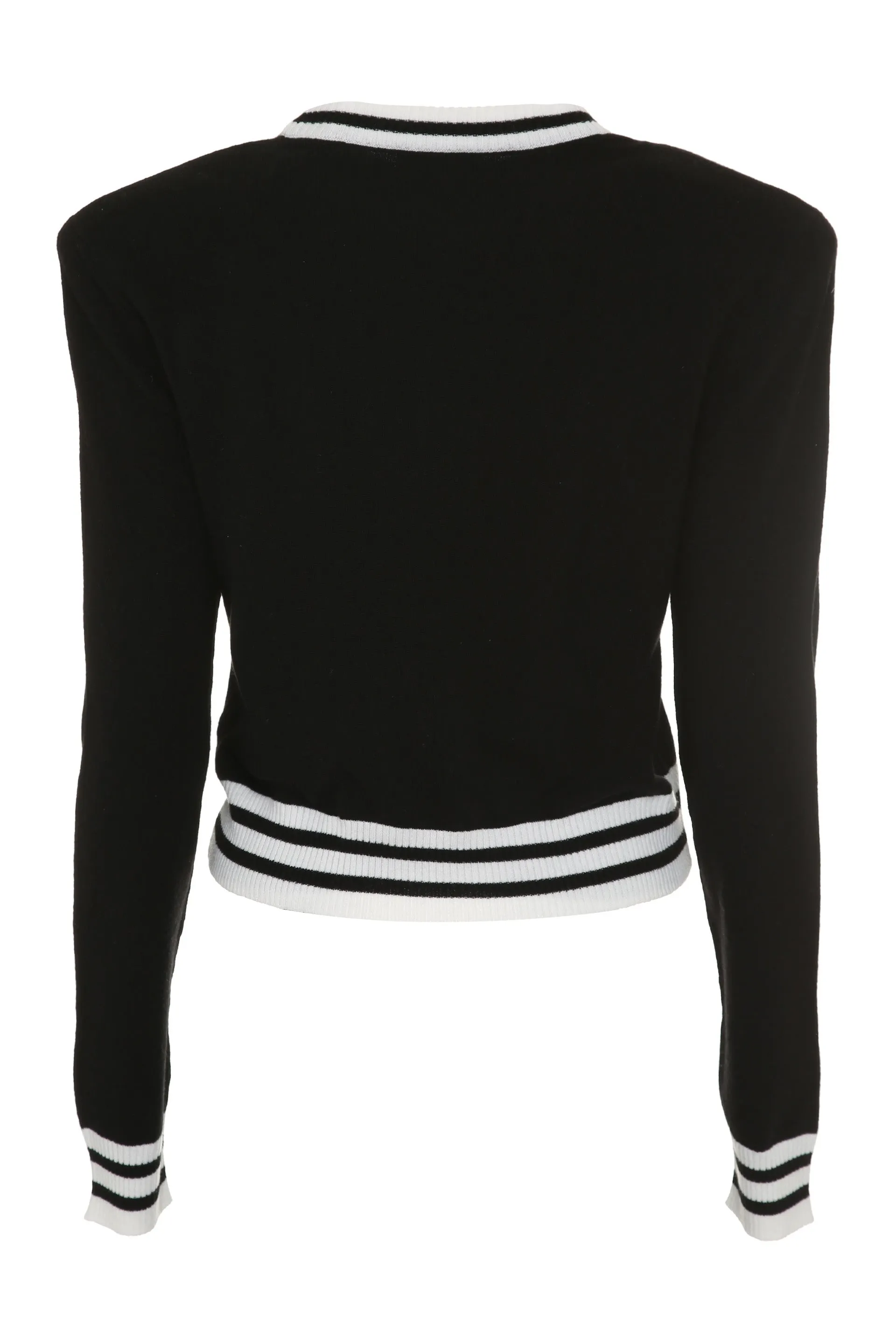 Balmain Logo Intarsia Crop Knit Jumper