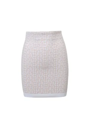 Balmain Monogram Knit Mini Skirt