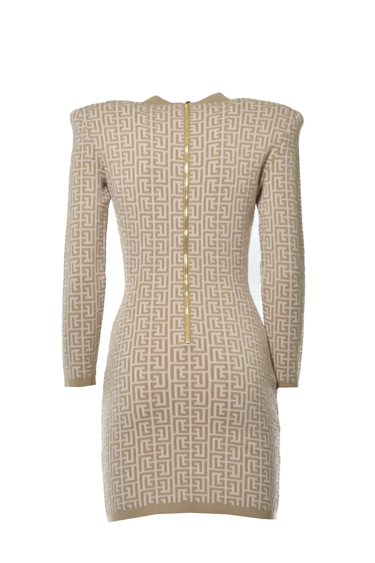 Balmain Monogram Pattern Knit Mini Dress
