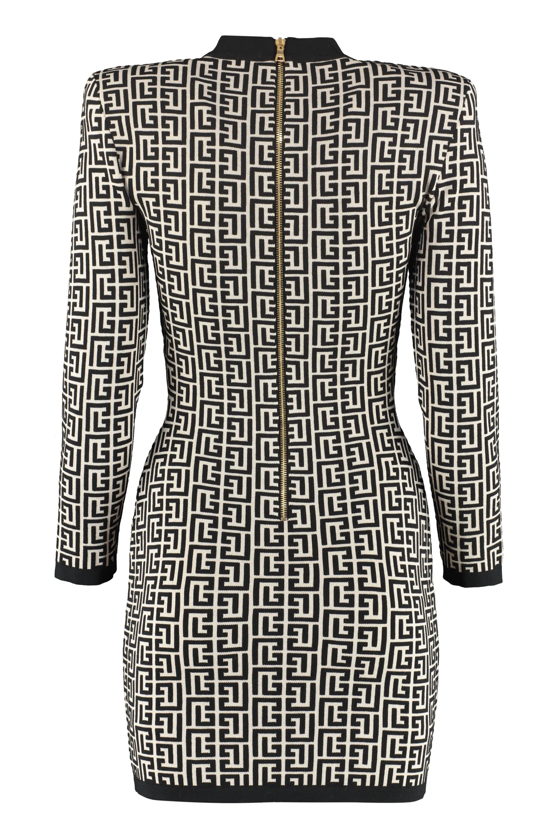 Balmain Monogram Pattern Knit Mini Dress