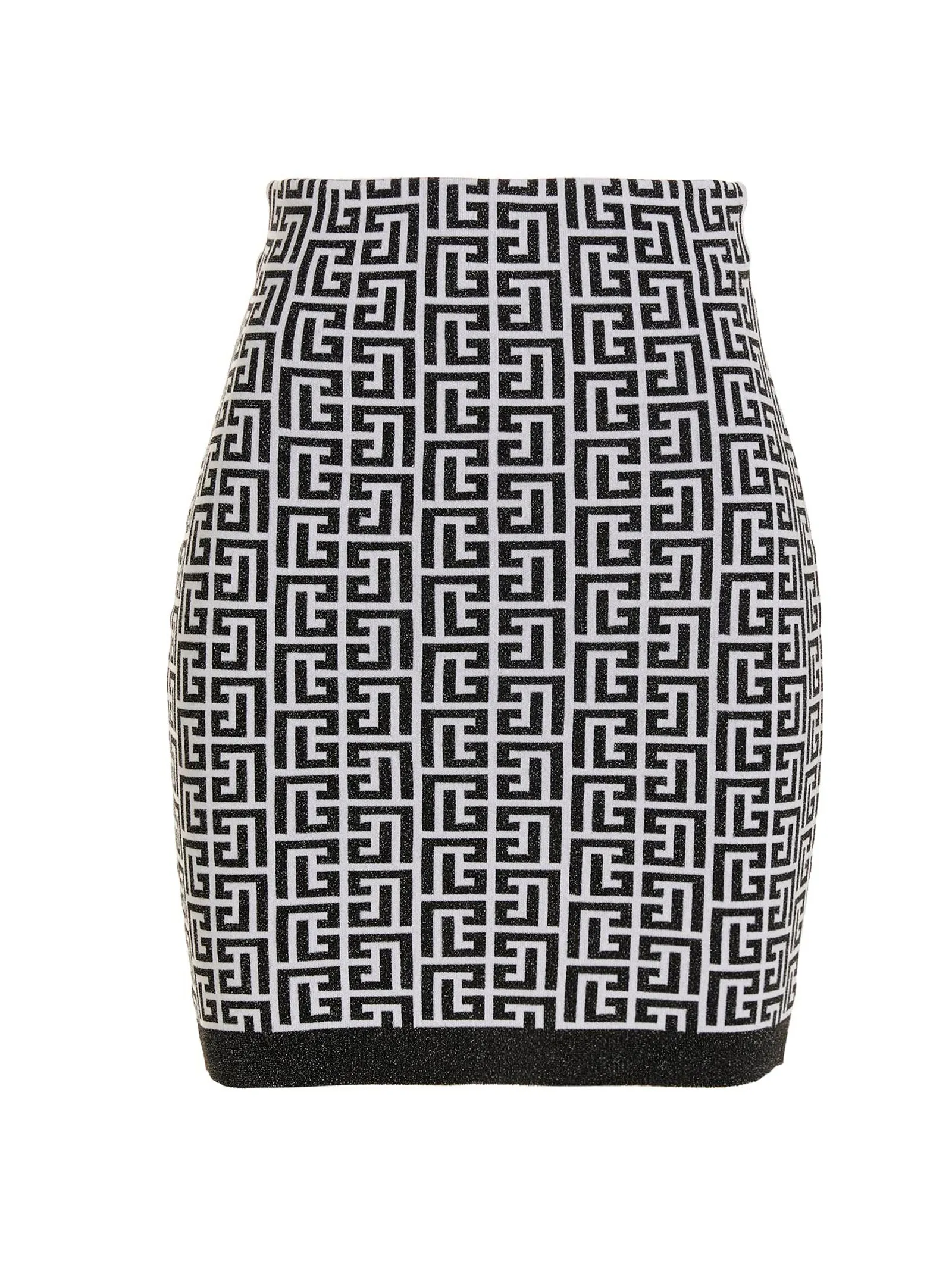 Balmain Monogram Pattern Knit Mini Skirt