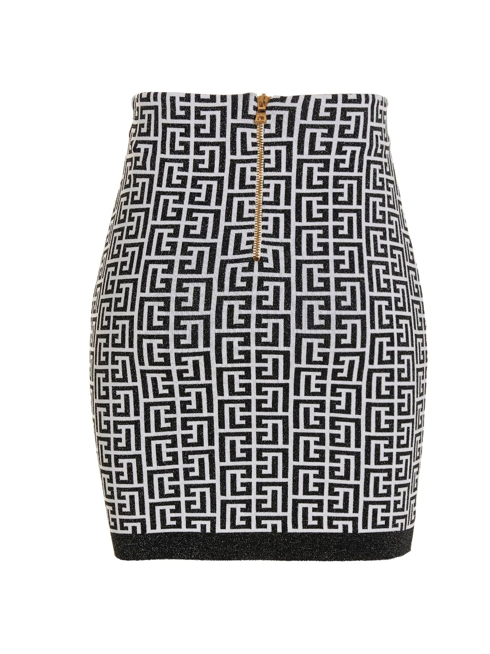 Balmain Monogram Pattern Knit Mini Skirt