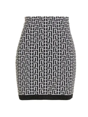 Balmain Monogram Pattern Knit Mini Skirt