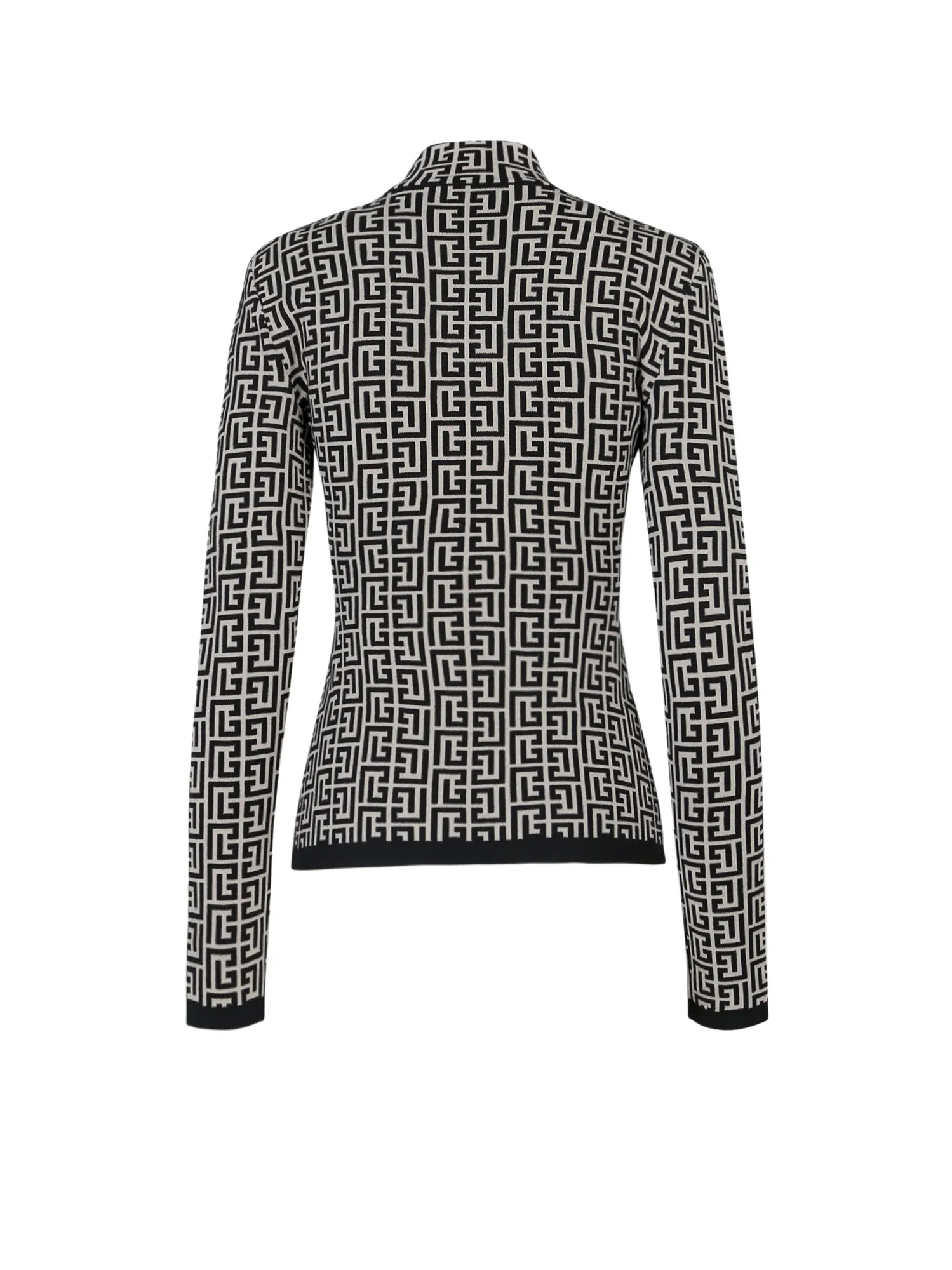 Balmain Monogram Pattern Roll Neck Knit Jumper