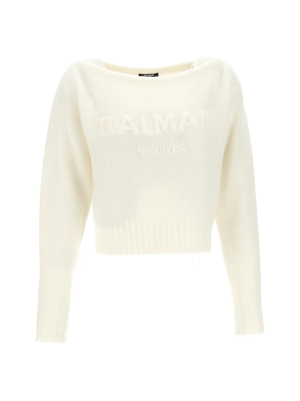 Balmain Slash-Neck Fine Knit Jumper