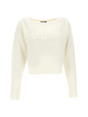 Balmain Slash-Neck Fine Knit Jumper